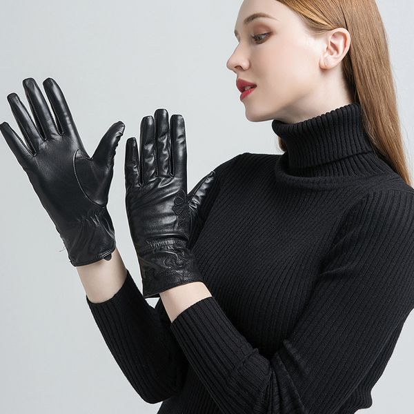 nh genuine leather gloves for women fashion black real goatskin gloves wool lining soft warm in winter embroidery new arrival, Blue;gray
nh genuine leather gloves for women fashion black real goatskin gloves wool lining soft warm in winter embroidery new arrival, Blue;gray