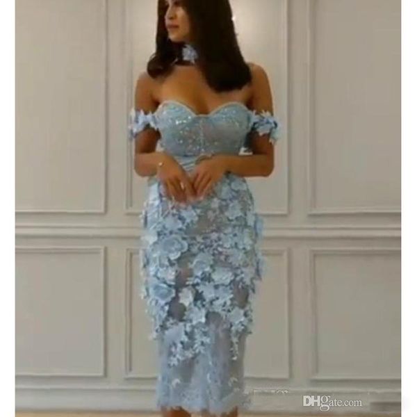 light sky blue tea length prom dresses with 3d-floral flowers applique off the shoulder lace party evening gowns 2020 women party gowns, Black;red
light sky blue tea length prom dresses with 3d-floral flowers applique off the shoulder lace party evening gowns 2020 women party gowns, Black;red