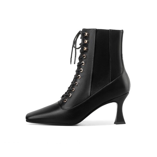 women ankle boots mixed colors cross tied high heels boots night club office lady winter shoes size 41 42 43, Black
women ankle boots mixed colors cross tied high heels boots night club office lady winter shoes size 41 42 43, Black