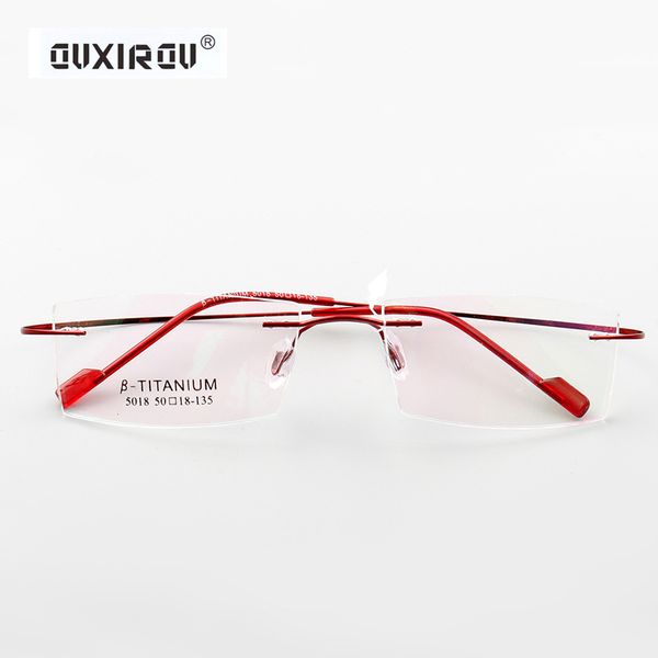 pure titanium eyeglasses ultraligh rimless optical glasses frame transparent lens men women soft acetate glasses legs 5018, Black
pure titanium eyeglasses ultraligh rimless optical glasses frame transparent lens men women soft acetate glasses legs 5018, Black