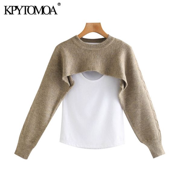 kpytomoa women 2020 fashion with t-shirt patchwork knitted sweater vintage o neck long sleeve female pullovers chic, White;black
kpytomoa women 2020 fashion with t-shirt patchwork knitted sweater vintage o neck long sleeve female pullovers chic, White;black