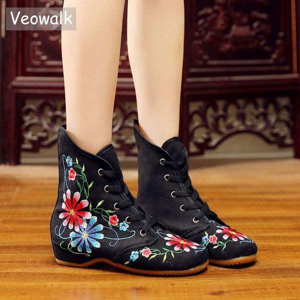 veowalk retro women embroidered cotton lace-up short flat boots,autumn ladies casual chinese embroidery shoes comfort booties cx200822, Black
veowalk retro women embroidered cotton lace-up short flat boots,autumn ladies casual chinese embroidery shoes comfort booties cx200822, Black