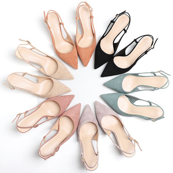 women shoes 2021 spring 6cm thin high heels slingbacks female pointed toe solid flock woman pumps office lady elegant sandals, Black
women shoes 2021 spring 6cm thin high heels slingbacks female pointed toe solid flock woman pumps office lady elegant sandals, Black