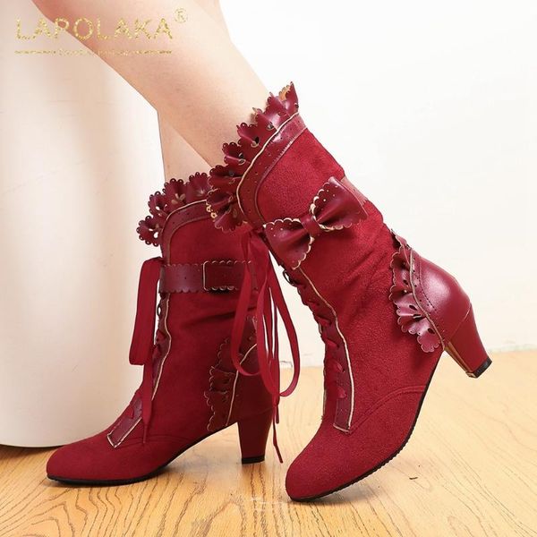 lapolaka new fashion 2020 high heels spring autumn boots woman shoes ruffles sweet bowtie lolita style mid calf boots female, Black
lapolaka new fashion 2020 high heels spring autumn boots woman shoes ruffles sweet bowtie lolita style mid calf boots female, Black