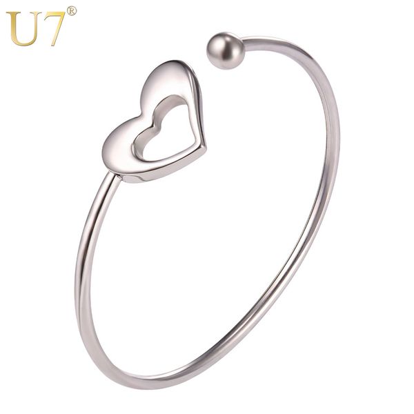 bangle u7 heart stainless steel bracelets 2021 mother's day gift for women gold color wrist fashion jewelry h1004, Black
bangle u7 heart stainless steel bracelets 2021 mother's day gift for women gold color wrist fashion jewelry h1004, Black