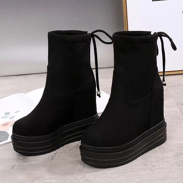 thick-soled women's booties 13cm increased casual women's boots fashion high-heeled plus velvet muffin boots, Black
thick-soled women's booties 13cm increased casual women's boots fashion high-heeled plus velvet muffin boots, Black