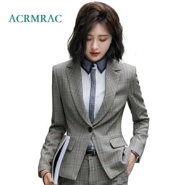 acrmrac women suits autumn and winter lattice slim jacket pants formal women pants suits womens business, White
acrmrac women suits autumn and winter lattice slim jacket pants formal women pants suits womens business, White