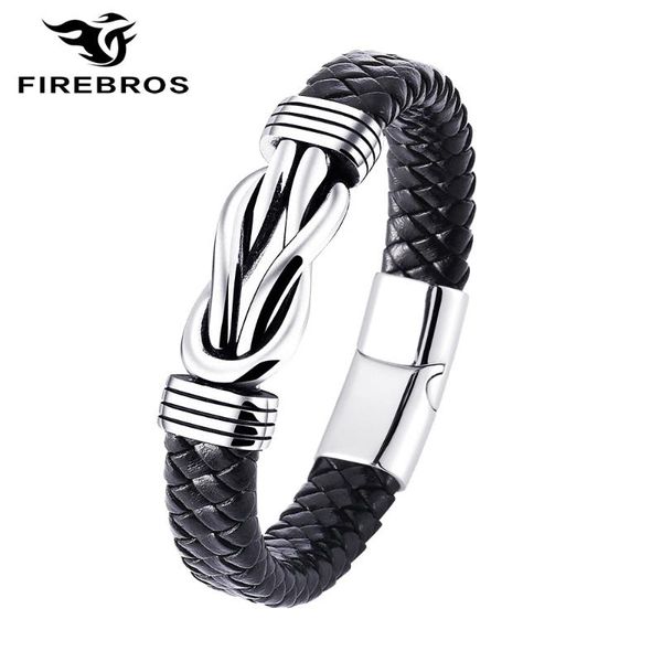 firebros 2020 silver color magnet clasp stainless steel knot genuine leather bracelet bangle men vintage jewelry gift accessory, Black
firebros 2020 silver color magnet clasp stainless steel knot genuine leather bracelet bangle men vintage jewelry gift accessory, Black