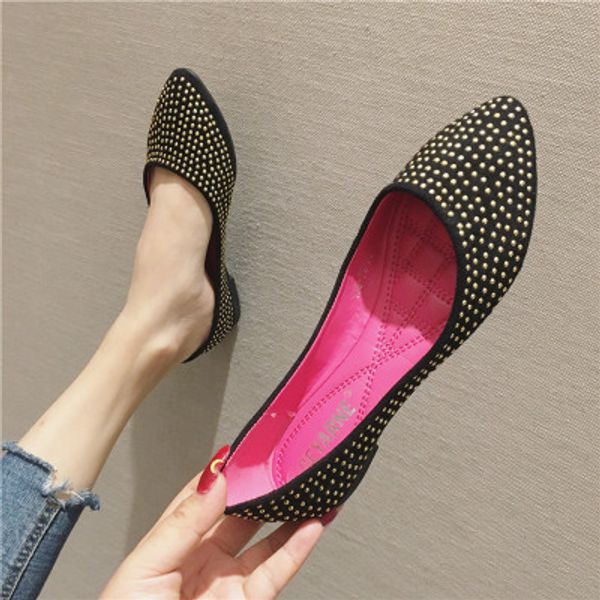 fashion flat shoes 2020 spring new metal rivet pointed soft bottom women's shoes boat, Black
fashion flat shoes 2020 spring new metal rivet pointed soft bottom women's shoes boat, Black