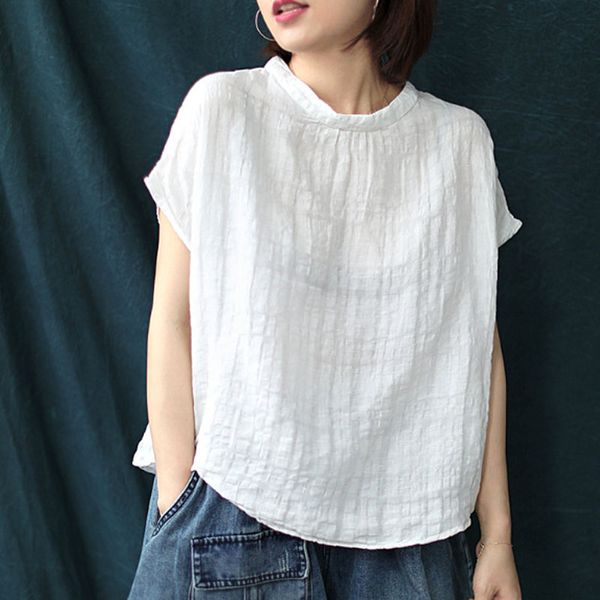 johnature 2020 summer new korean solid color o-neck short sleeve cotton linen shirt loose comfortable all-match women shirt, White
johnature 2020 summer new korean solid color o-neck short sleeve cotton linen shirt loose comfortable all-match women shirt, White