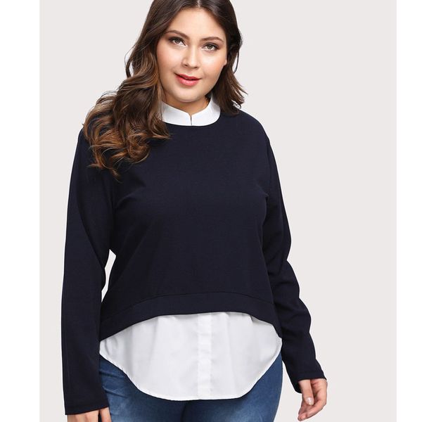 ladies women solid color 2020 spring autumn leisure shirt long sleeve fake two o neck casual loose for women, Black
ladies women solid color 2020 spring autumn leisure shirt long sleeve fake two o neck casual loose for women, Black