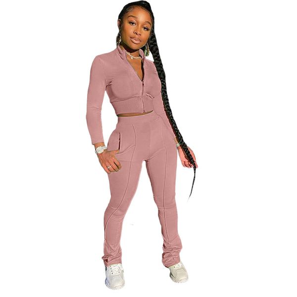 women two piece outfits fashion casual suit solid color sports zipper long sleeve pants in multi colors, White
women two piece outfits fashion casual suit solid color sports zipper long sleeve pants in multi colors, White