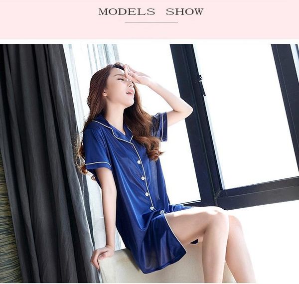 ice silk pajamas ladies pajamas comfortable increase simulation silk loose lapel shirt short-sleeved home service, Black;red
ice silk pajamas ladies pajamas comfortable increase simulation silk loose lapel shirt short-sleeved home service, Black;red