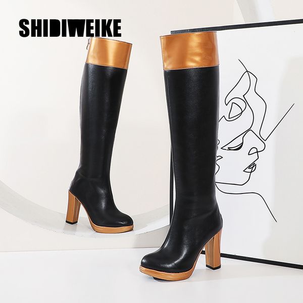 2020 fashion knee high boots women's winter boots thick high heel long round slip on spring autumn shoes woman v133, Black
2020 fashion knee high boots women's winter boots thick high heel long round slip on spring autumn shoes woman v133, Black