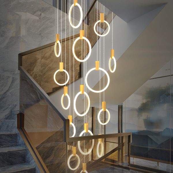 nordic luxury black led spiral staircase long ring chandelier large hanging lamp modern villa lighting living room round fixture
nordic luxury black led spiral staircase long ring chandelier large hanging lamp modern villa lighting living room round fixture