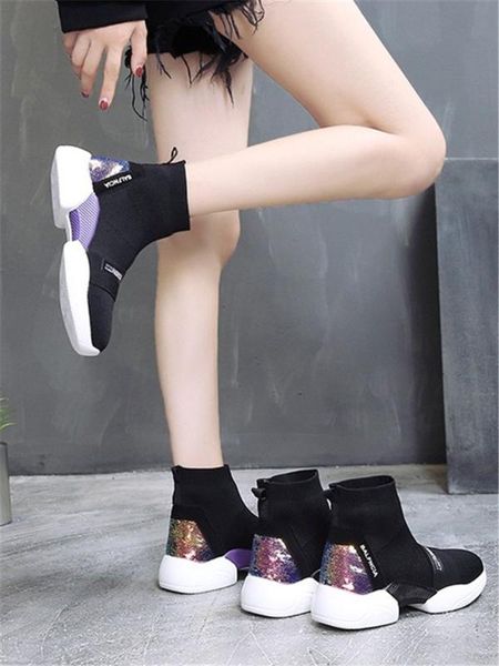 весна и лето новый универсальный стрейч вязать обувь высокого верха, Black
весна и лето новый универсальный стрейч вязать обувь высокого верха, Black