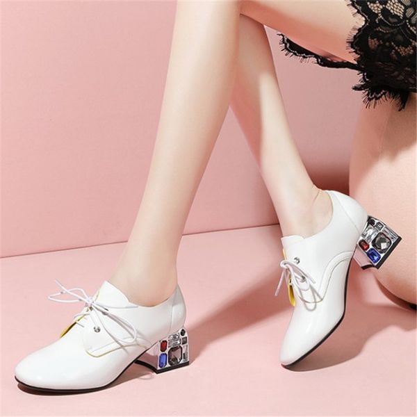 crystal women high heels lace up fashion patent leather shoes woman thick heel ladies shoes office high quality, Black
crystal women high heels lace up fashion patent leather shoes woman thick heel ladies shoes office high quality, Black