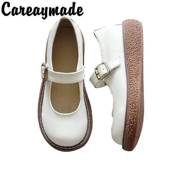 careaymade-big head shoes women's single shoes,round head shallow mouth summer shoes baby leisure thick sole, Black