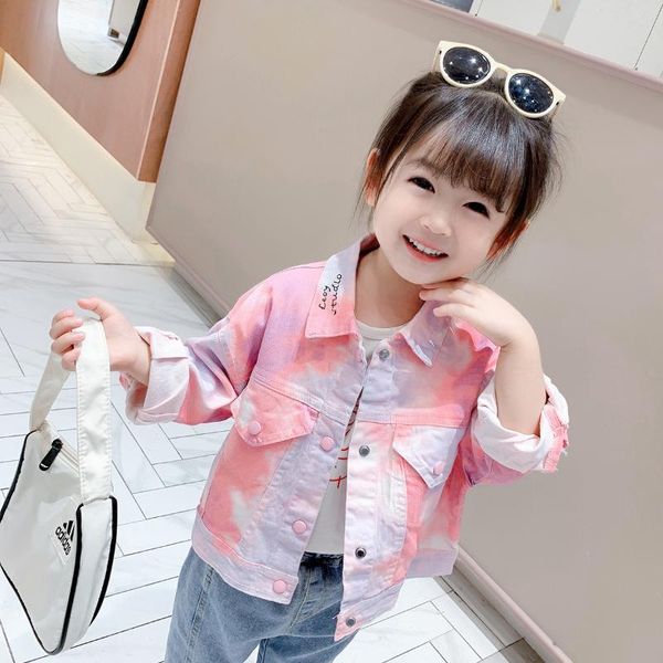 2020 children new style rendering color denim jacket girl's korean short coats, Blue;gray
2020 children new style rendering color denim jacket girl's korean short coats, Blue;gray