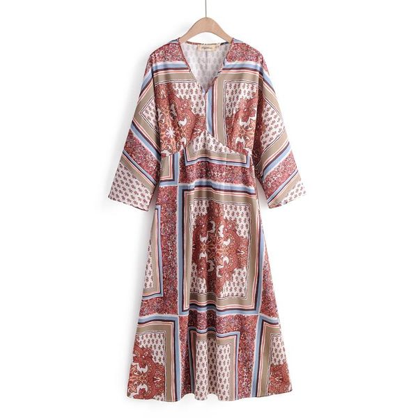 2020 autumn new women dress casual v-neck printing long loose seven-quarter sleeve female dresses femme, Black;gray
2020 autumn new women dress casual v-neck printing long loose seven-quarter sleeve female dresses femme, Black;gray