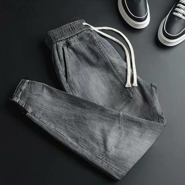 men jeans ankle-length solid bundle leisure simple drawstring big size oversize chic mens denim straight trousers streetwear new, Blue
men jeans ankle-length solid bundle leisure simple drawstring big size oversize chic mens denim straight trousers streetwear new, Blue