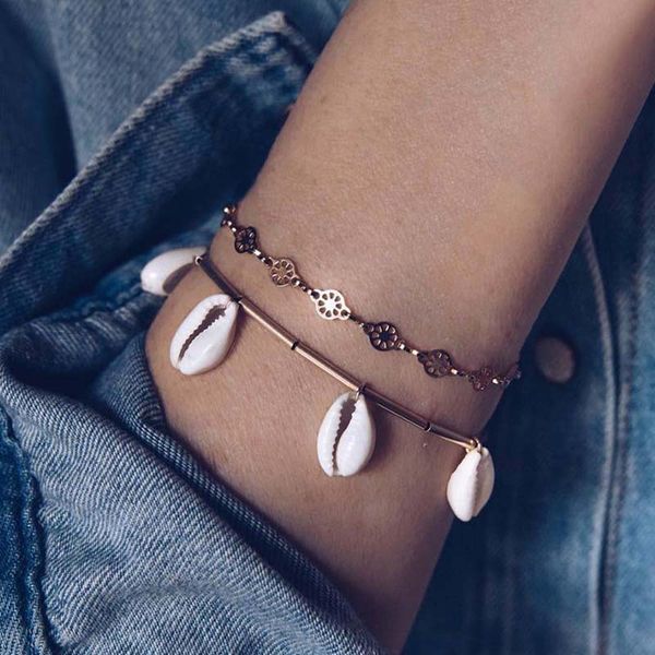 2pcs/set simple women bracelets shell geometry round bamboo chain pendant gold bracelet fashion birthday party jewelry wear, Black
2pcs/set simple women bracelets shell geometry round bamboo chain pendant gold bracelet fashion birthday party jewelry wear, Black