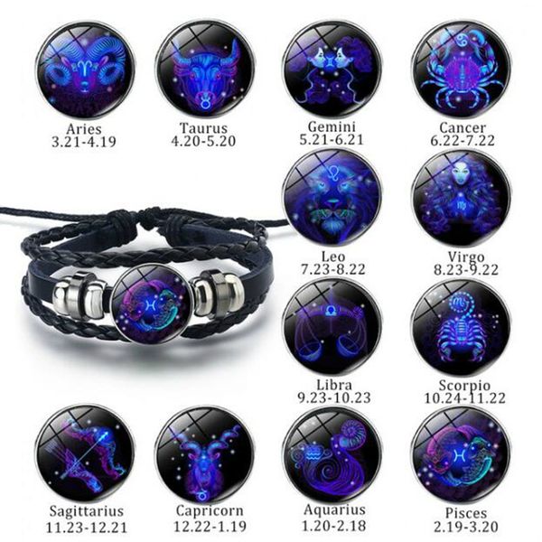 12 constellation zodiac sign bracelets black braided leather bracelet woven glass dome jewelry punk men bracelet & bangle gift, Golden;silver
12 constellation zodiac sign bracelets black braided leather bracelet woven glass dome jewelry punk men bracelet & bangle gift, Golden;silver
