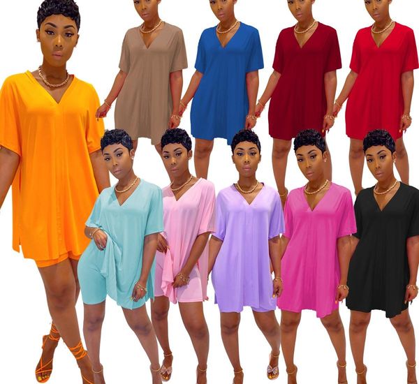 women two piece outfits fashion casual solid color v-neck bat sleeve split shorts two-piece set plus size women clothing summer ly101, Gray
women two piece outfits fashion casual solid color v-neck bat sleeve split shorts two-piece set plus size women clothing summer ly101, Gray