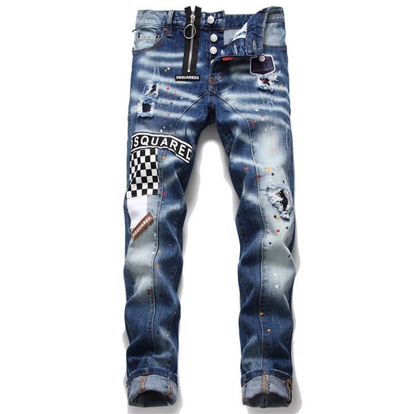 new style men's ripped denim ripped jeans, blue printed fashion button zipper access control tight spring and autumn men's pants
new style men's ripped denim ripped jeans, blue printed fashion button zipper access control tight spring and autumn men's pants