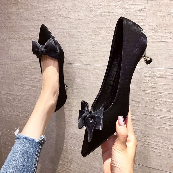 hkxn 2020 sweet spring new pointed satin heel ladies heel shoes shallow mouth bow women's shoes bridal high heels t, Black
hkxn 2020 sweet spring new pointed satin heel ladies heel shoes shallow mouth bow women's shoes bridal high heels t, Black