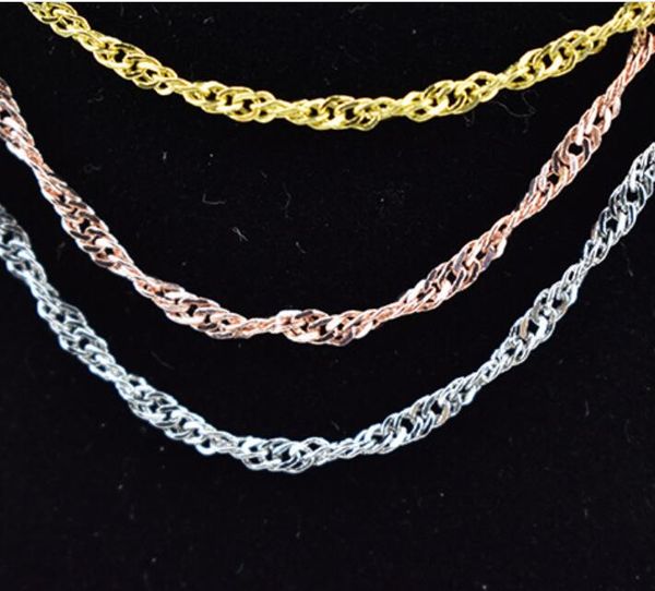 fashion woman gold silvery rose gold necklaces 2mm 40cm 45cm water wave chain necklaces fit pendants multicolor choice, Silver
fashion woman gold silvery rose gold necklaces 2mm 40cm 45cm water wave chain necklaces fit pendants multicolor choice, Silver