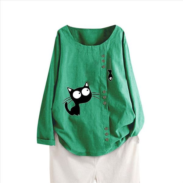 plus size cotton and linen blouse for button women kawaii black cats printing shirt button casual loose long sleeve o neck, White
plus size cotton and linen blouse for button women kawaii black cats printing shirt button casual loose long sleeve o neck, White