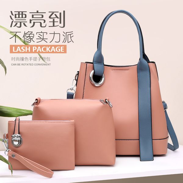luxury women pu leather handbags ladies large capacity 3 pieces set shoulder bag fashion female tote messenger bags