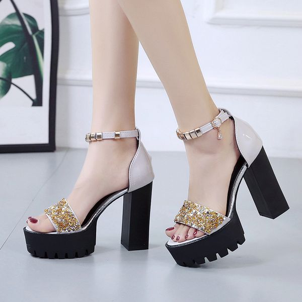 fashion roman style super high with 11.5cm banquet sandals sequined rhinestone shoes female sapato feminino black gray red
fashion roman style super high with 11.5cm banquet sandals sequined rhinestone shoes female sapato feminino black gray red