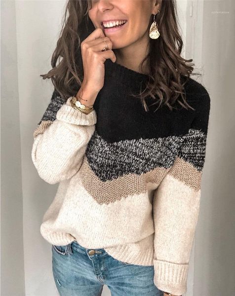 long sleeve womens sweater casual ladies contrast color clothes fashion womens panelled sweaters designers crew neck, White;black
long sleeve womens sweater casual ladies contrast color clothes fashion womens panelled sweaters designers crew neck, White;black