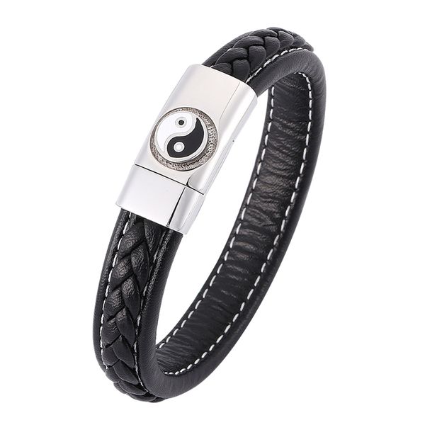 punk jewelry tai chi ying yang bracelet men black braided leather wristband bracelet male magnetic buckle c0352, Golden;silver
punk jewelry tai chi ying yang bracelet men black braided leather wristband bracelet male magnetic buckle c0352, Golden;silver