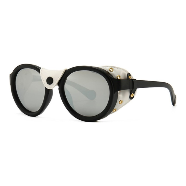 2020 fashion round punk style steampunk sunglasses leather side shield brand design sun glasses, White;black
2020 fashion round punk style steampunk sunglasses leather side shield brand design sun glasses, White;black