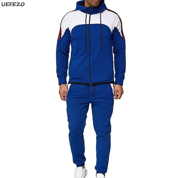 uefezo men sports suit two piece set male zipper hooded jacket sweatpants side striped gym joggers tracksuit sportswear outfit cl091901, Black;white
uefezo men sports suit two piece set male zipper hooded jacket sweatpants side striped gym joggers tracksuit sportswear outfit cl091901, Black;white