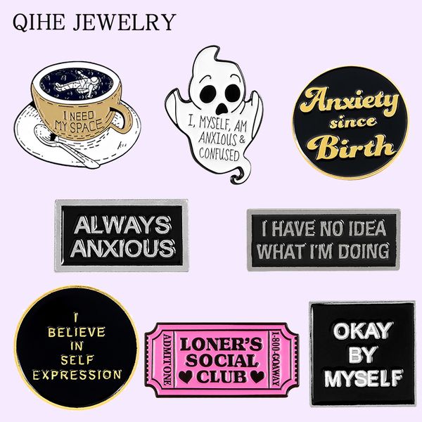 social anxiety soft enamel pin coffee cup ghost film ticket rectangle round phrase brooches need space badges gift for friends, Gray
social anxiety soft enamel pin coffee cup ghost film ticket rectangle round phrase brooches need space badges gift for friends, Gray