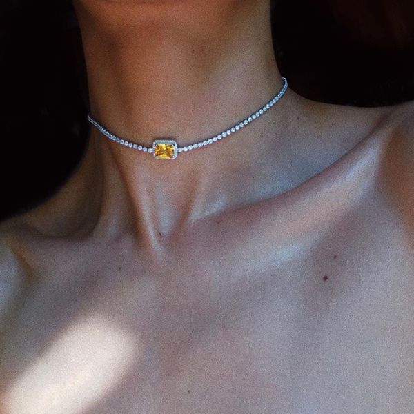 high-end cross-border european and american accessories neck chain crystal clavicle chain simple elegant delicate pink diamond necklace, Silver
high-end cross-border european and american accessories neck chain crystal clavicle chain simple elegant delicate pink diamond necklace, Silver