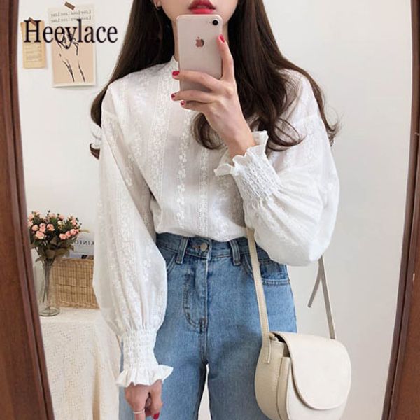 new autumn embroidery lace shirt women sweet long sleeve ruffle korean white blouse ladies loose mujer femme 2020
new autumn embroidery lace shirt women sweet long sleeve ruffle korean white blouse ladies loose mujer femme 2020