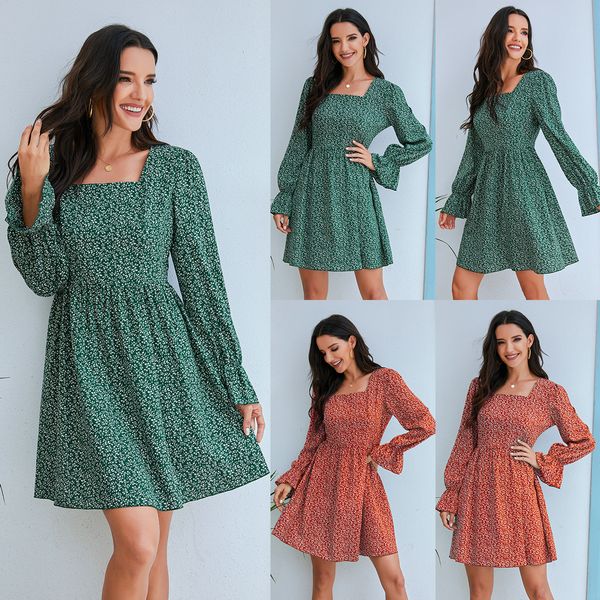 2020 new style for autumn and winter european and american womens skirt selling long sleeve floral dress, White;black
2020 new style for autumn and winter european and american womens skirt selling long sleeve floral dress, White;black