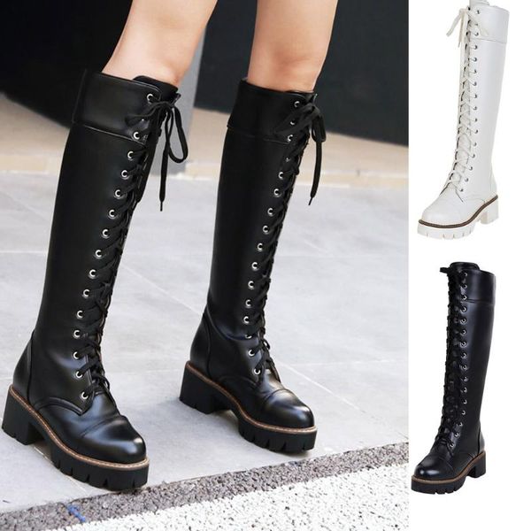 women warm boots knee-high square heels shoes woman lace-up shoes woman casual long fashion warmer booties zapatos de mujer, Black
women warm boots knee-high square heels shoes woman lace-up shoes woman casual long fashion warmer booties zapatos de mujer, Black
