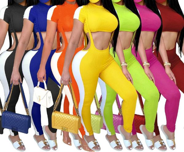 yoga outfits women's sportswear two pieces suit 2021summer casual crop tee jumpsuit pants set for females gym fitness workout, White;red
yoga outfits women's sportswear two pieces suit 2021summer casual crop tee jumpsuit pants set for females gym fitness workout, White;red