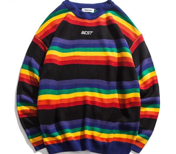 dark icon rainbow stripe o-neck pullover men's sweater 2019 winter letter embroidery sweater for men 2colors cj191209, White;black
dark icon rainbow stripe o-neck pullover men's sweater 2019 winter letter embroidery sweater for men 2colors cj191209, White;black