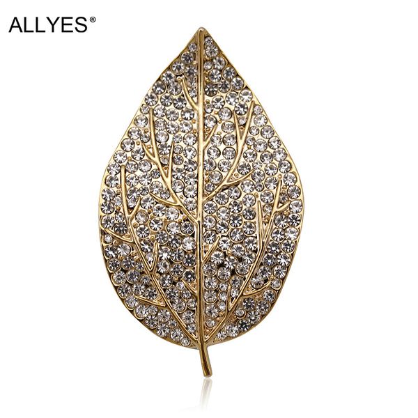 allyes gold color leaf brooches for women jewelry female vintage party czech crystal paved clothes collar large pin brooch, Gray
allyes gold color leaf brooches for women jewelry female vintage party czech crystal paved clothes collar large pin brooch, Gray