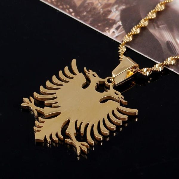 stainless steel albania eagle pendant necklaces ethnic trendy albania chain jewelry gifts, Silver 
stainless steel albania eagle pendant necklaces ethnic trendy albania chain jewelry gifts, Silver