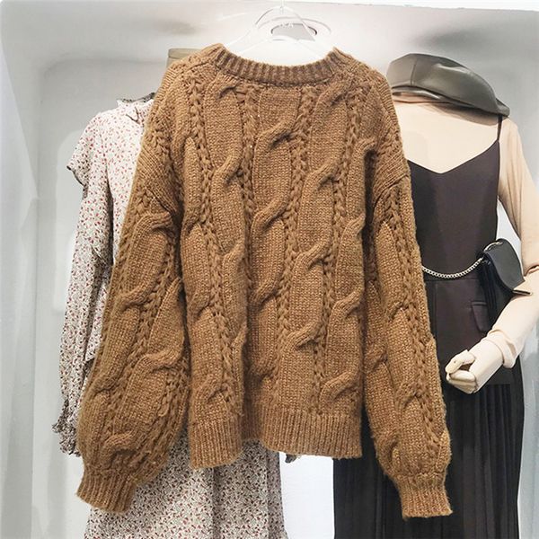 womans knit long new o-neck loose keep warm sweater brown autmn winter fashion casual pullovers twist sweater, White;black
womans knit long new o-neck loose keep warm sweater brown autmn winter fashion casual pullovers twist sweater, White;black