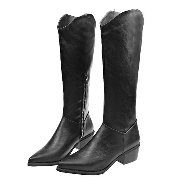 women's leather boots pointed toe low-heeled casual knee high boots keep warm tassel zipper winter zapatos de mujer, Black
women's leather boots pointed toe low-heeled casual knee high boots keep warm tassel zipper winter zapatos de mujer, Black