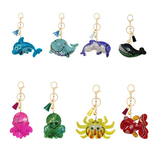 2020 new small gift ocean cartoon character series shiny rhinestone velvet keychain pendant tassel bell accessories, Silver
2020 new small gift ocean cartoon character series shiny rhinestone velvet keychain pendant tassel bell accessories, Silver